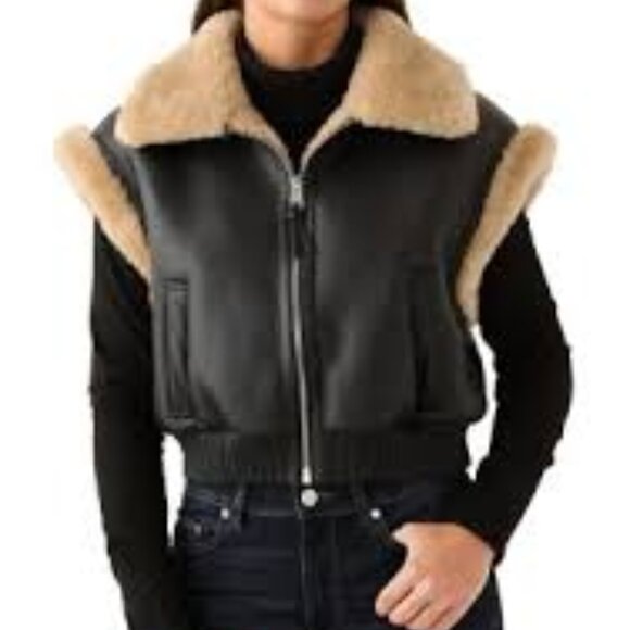 NWT Double Sided Zip Up Bomber Vest Black Size M - Picture 9 of 9